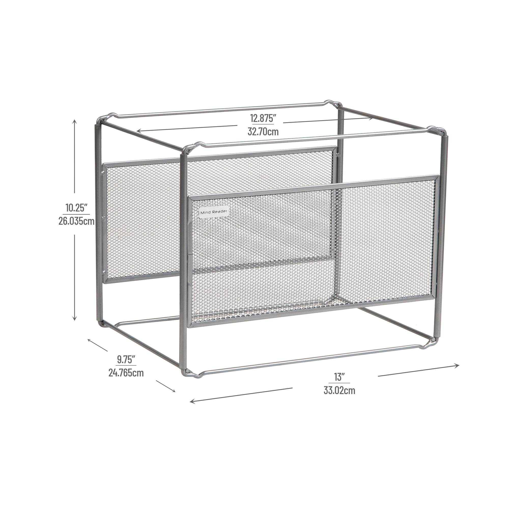 Mind Reader Hanging File Folder Organizer, Desktop Organizer, Storage, Office, Metal Mesh, Silver